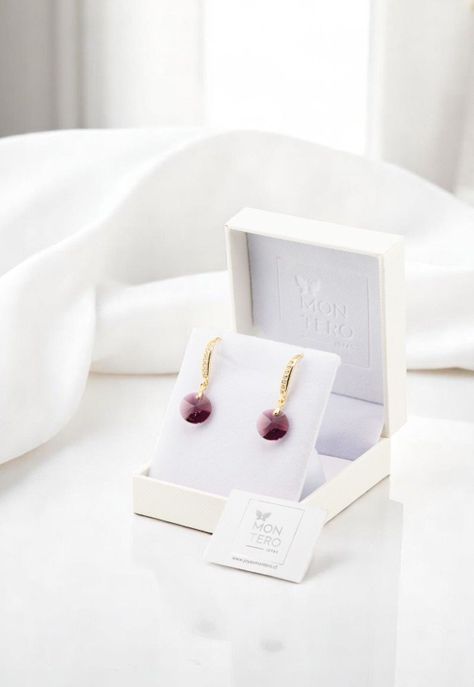 Aros Aurora Gold Baño de Oro 24k y Cristales Genuinos Amethyst-2