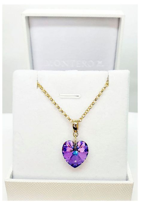 Collar Gran Romance Gold Cristal Genuino Vitral Light-3