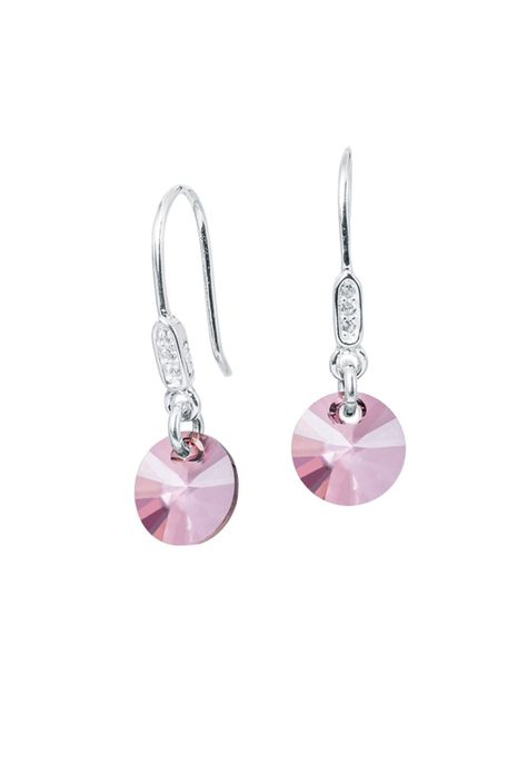 Aros Punto De Luz Circon Cristales Genuinos Antique Pink.-0