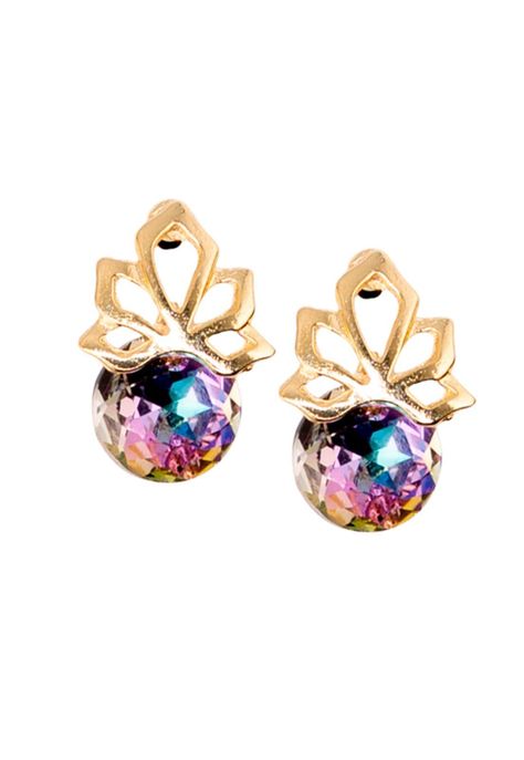 Aros Bali Gold Cristales Genuinos Vitral Light-0
