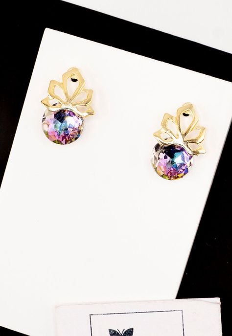 Aros Bali Gold Cristales Genuinos Vitral Light-2