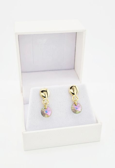 Aros Punto de Luz Gold Cristales Genuinos Paradise Shine.-3