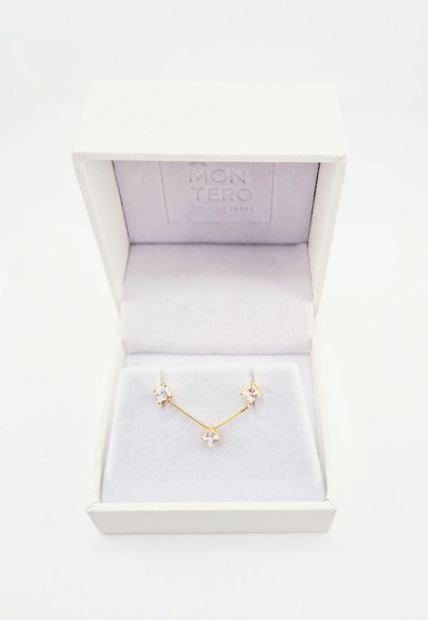 Conjunto Victoria Gold con Circon Blanco Baño de Oro 24k-3