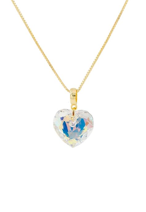 Collar Amor Gold Cristales Genuinos Aurora Boreal-0
