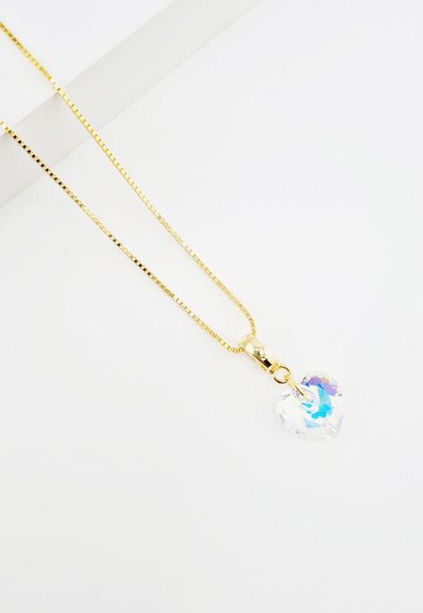 Collar Amor Gold Cristales Genuinos Aurora Boreal-1