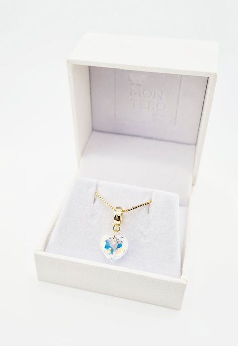 Collar Amor Gold Cristales Genuinos Aurora Boreal-2