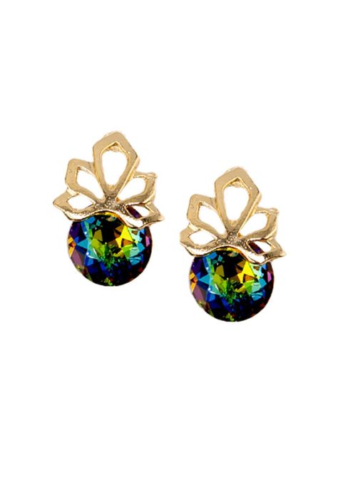 Aros Bali Gold Cristales Genuinos Vitral Medium-0