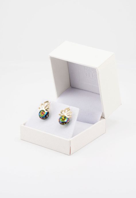 Aros Bali Gold Cristales Genuinos Vitral Medium-1