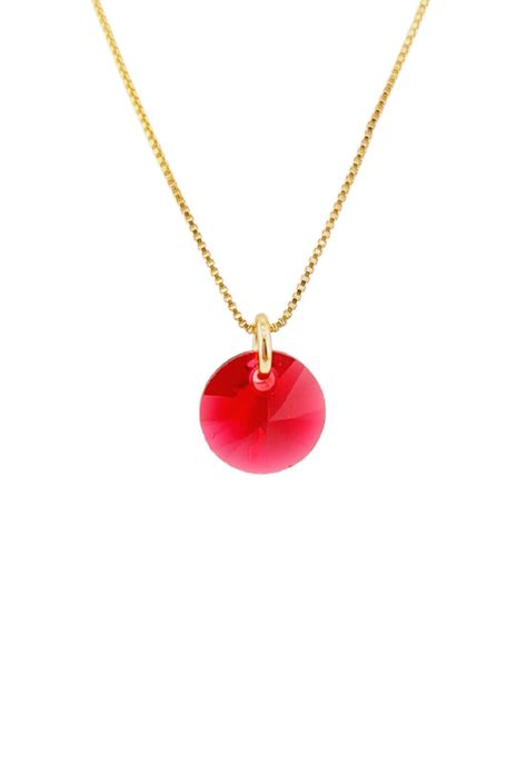 Collar Punto de Luz Gold Cristales Genuinos Scarlet -0