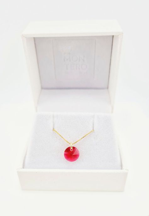 Collar Punto de Luz Gold Cristales Genuinos Scarlet -3
