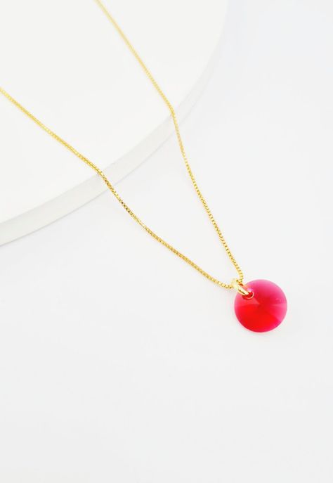 Collar Punto de Luz Gold Cristales Genuinos Scarlet -1
