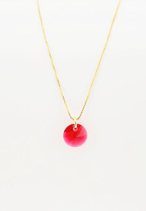 Collar Punto de Luz Gold Cristales Genuinos Scarlet -2