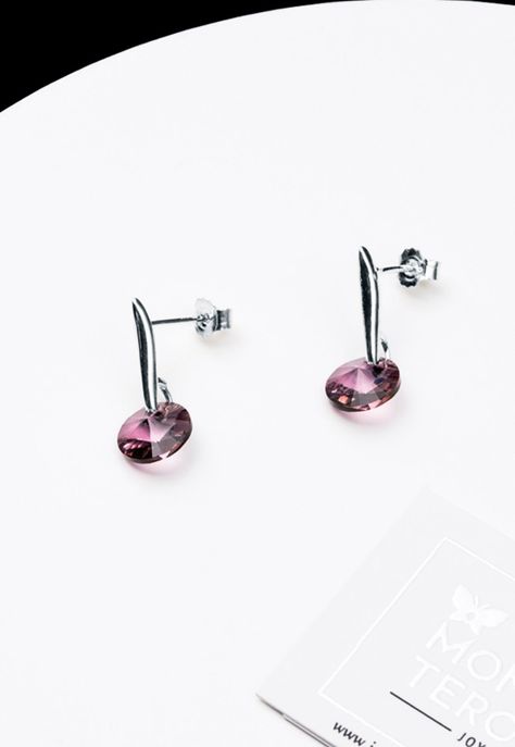 Aros Punto de Luz Cristales Genuinos Antique Pink-1