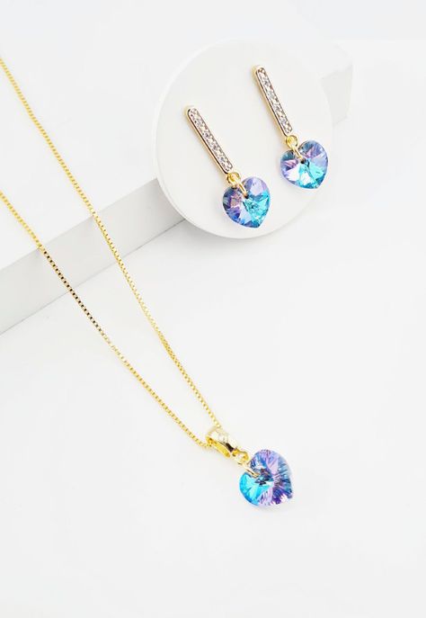 Conjunto Romance Gold Cristales Genuinos Vitral Light-1