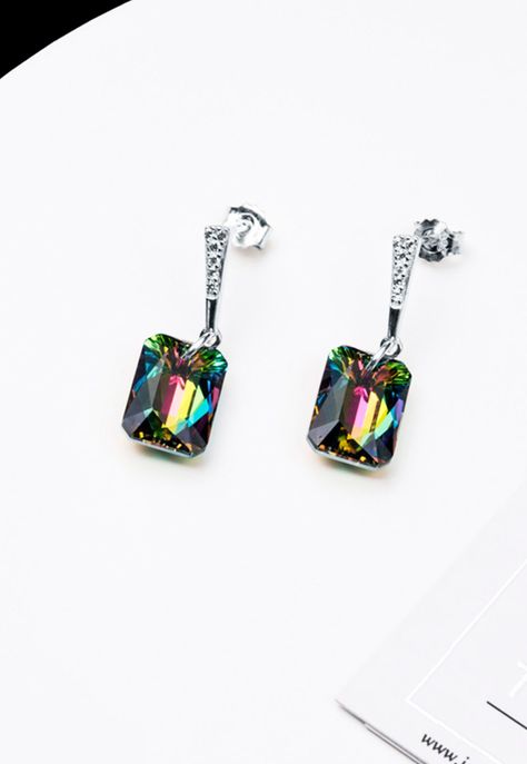 Aros Estefania Cristales Genuinos Vitral Medium -1