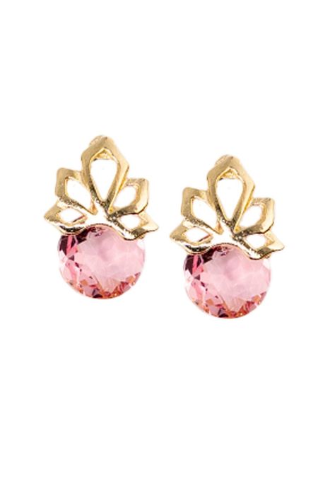 Aros Bali Gold Cristales Genuinos Ligth Rose Shimmer-0