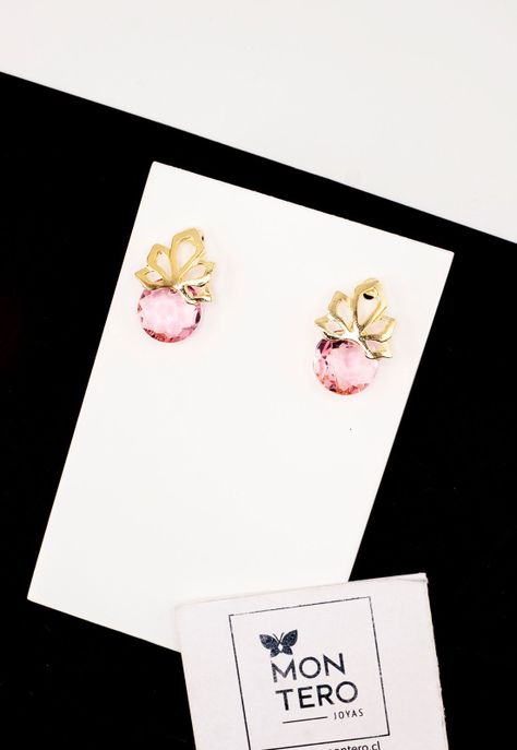 Aros Bali Gold Cristales Genuinos Ligth Rose Shimmer-2