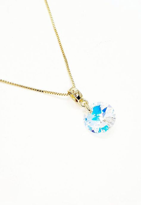 Collar Aurora Gold Cristal Genuino Aurora Boreal-1