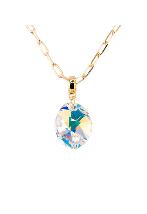 Collar Chiara Gold Baño de Oro  y Cristales Genuinos Aurora Boreal-0