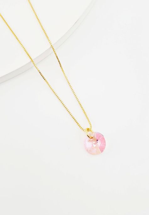 Collar Punto de Luz Gold Cristales Genuinos Light Rose-1