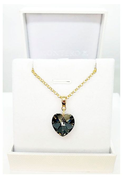 Collar Gran Romance Gold Cristal Genuino Silver Night-3