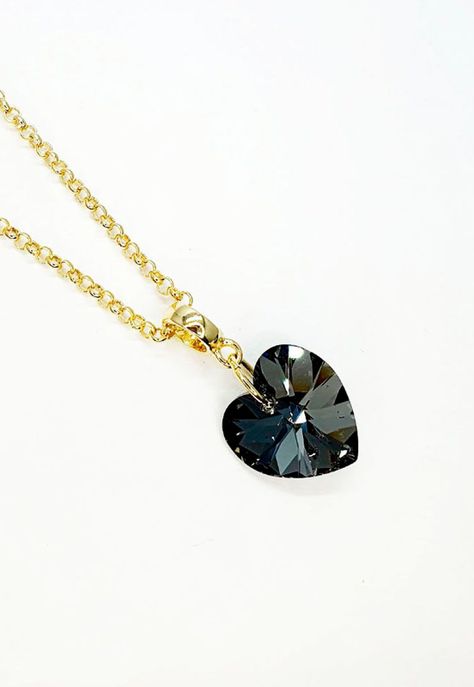 Collar Gran Romance Gold Cristal Genuino Silver Night-1