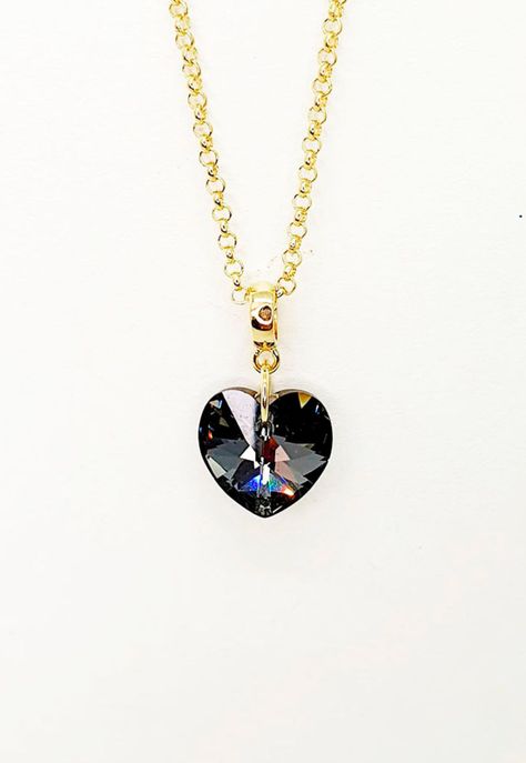 Collar Gran Romance Gold Cristal Genuino Silver Night-2