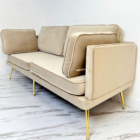SOFA 3 CUERPOS BEIGE FELPA 160X70X80 CM DE ALTO-2