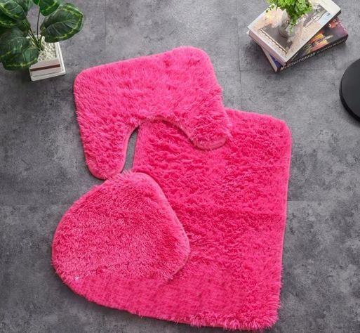 SET DE BAÑO PELUDO 3 PIEZAS CON ANTIDESLIZANTE-2