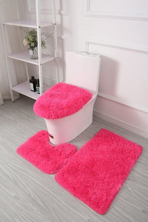 SET DE BAÑO PELUDO 3 PIEZAS CON ANTIDESLIZANTE-1