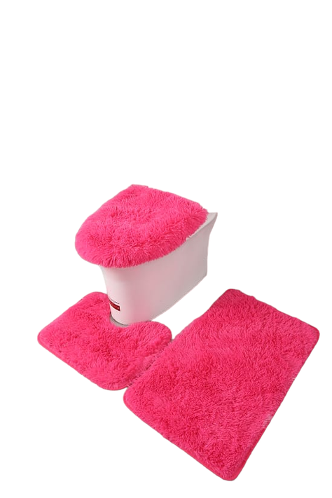 SET DE BAÑO PELUDO 3 PIEZAS CON ANTIDESLIZANTE-0