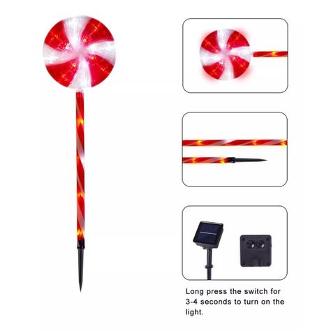 Pack 5 Bastones Candy Navideños Luz Solar-0