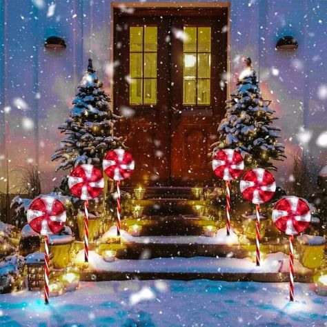 Pack 5 Bastones Candy Navideños Luz Solar-1