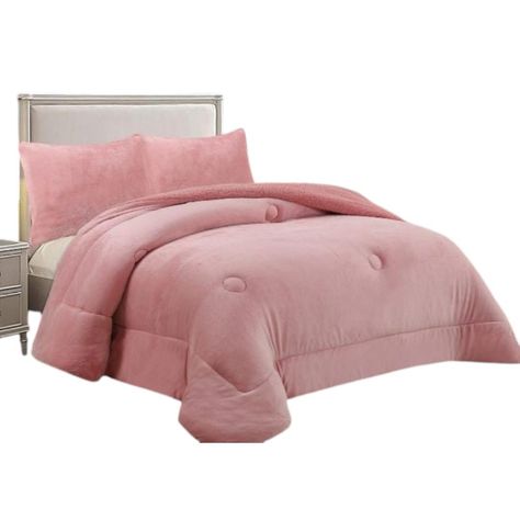 COBERTOR DE INVIERNO PLUSH LISO TAMAÑO KING ROSA.-0