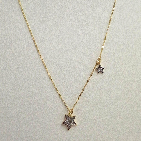 Collar oro amarillo italiano 18k, modelo estrellas-4
