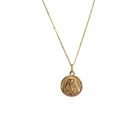 Collar medalla virgen, oro amarillo italiano 18k-0