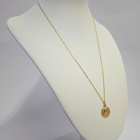 Collar medalla virgen, oro amarillo italiano 18k-1