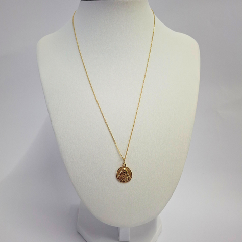 Collar medalla virgen, oro amarillo italiano 18k-2