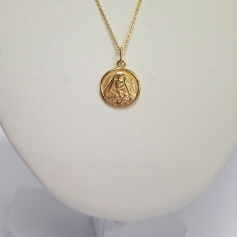 Collar medalla virgen, oro amarillo italiano 18k-3