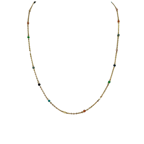 Collar gemas de colores, oro amarillo italiano-0