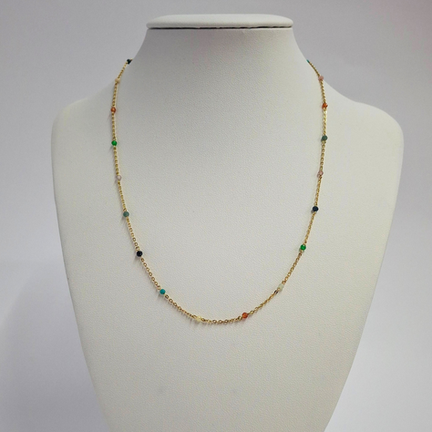 Collar gemas de colores, oro amarillo italiano-3