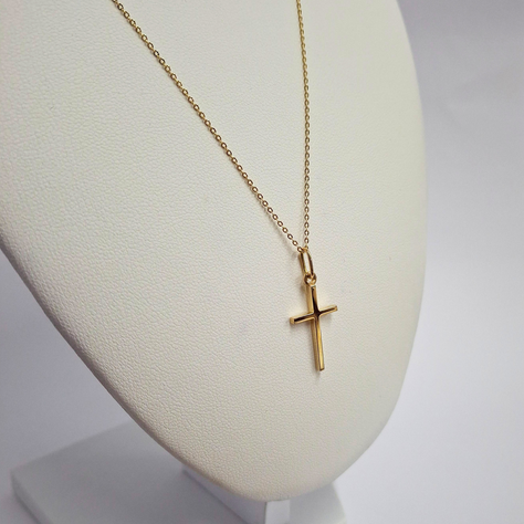 Collar modelo cruz 2, oro amarillo italiano 18k-2