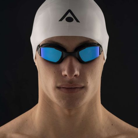 Lente De Natación Ninja Negro/blanco Lente Espejado Azul-4