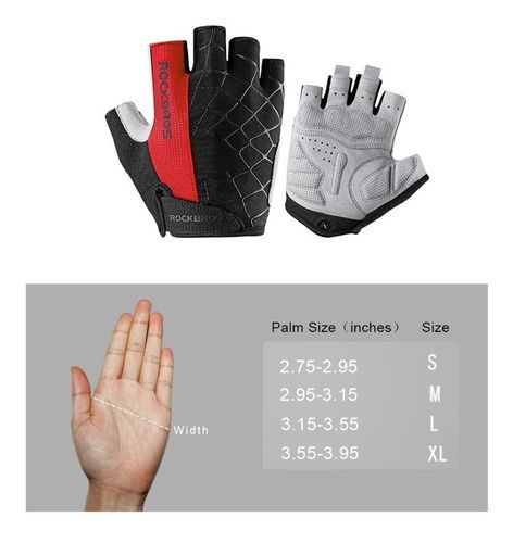 Guante Corto Rockbros S-109r Rojo Negro-4