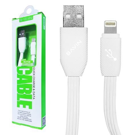 Cable de Carga Rápida 100 Cms. de Largo USB a Lightning / Bavin Modelo CB-026-0