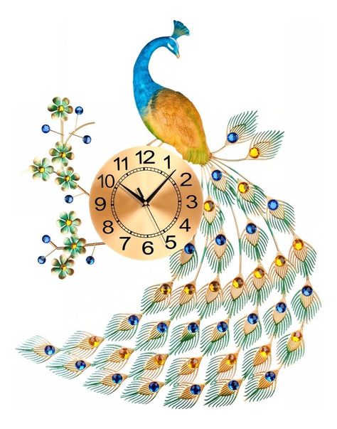 Reloj Decorativo Pared Pavo Real Elegante Jhn-0