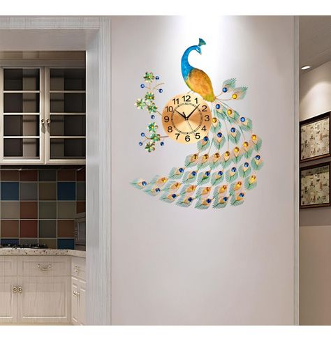 Reloj Decorativo Pared Pavo Real Elegante Jhn-2