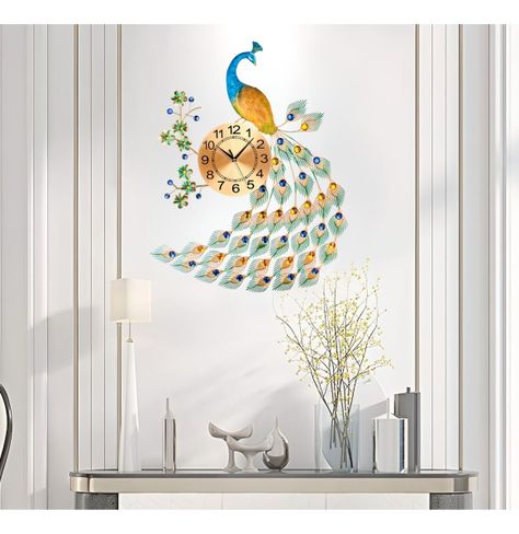 Reloj Decorativo Pared Pavo Real Elegante Jhn-4