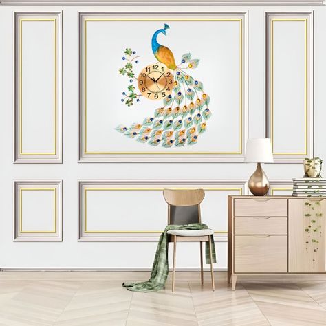 Reloj Decorativo Pared Pavo Real Elegante Jhn-7
