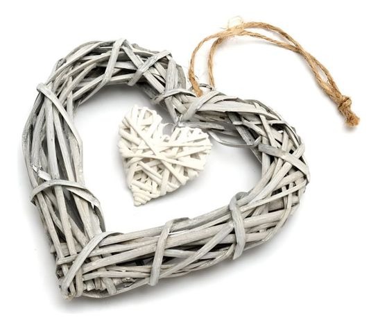 Corazón Colgante 25cm Mimbre Rústico Bricolaje Set de 2 Jhn-1